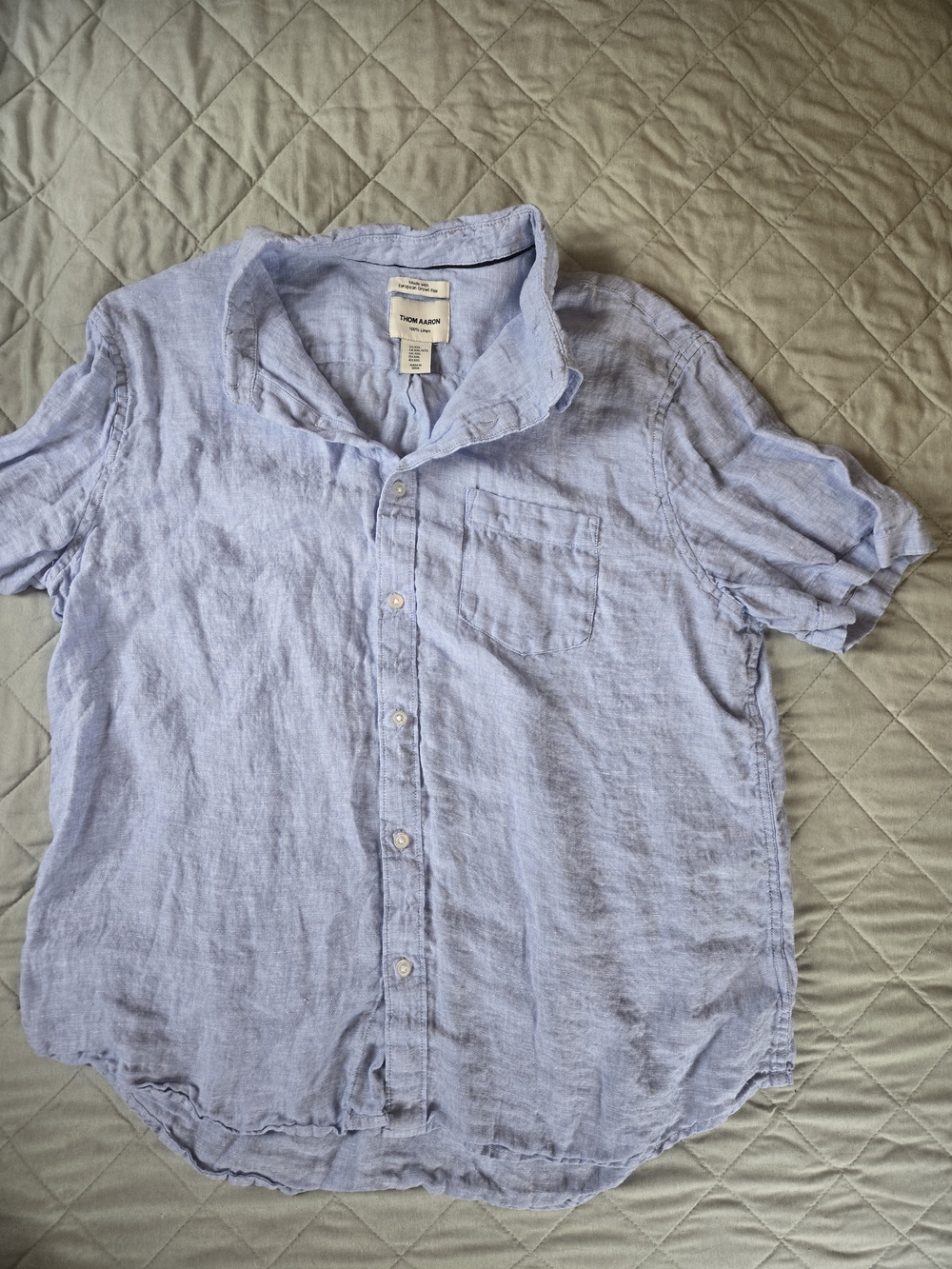 Light Blue 100% Linen Button-Down Shirt
